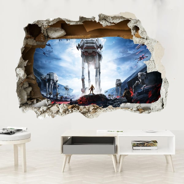 3D-stil knust veggklistremerke barn barn soverom vinyl (stor