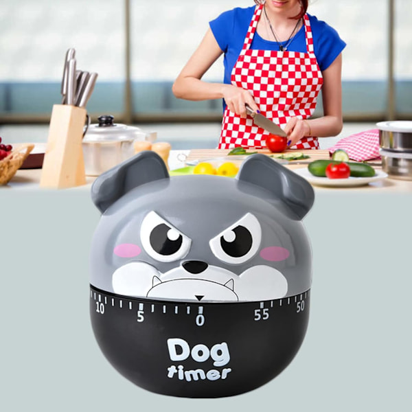 Mekanisk Kökstimer, Äggtimer, Rolig Timer, Manuell Timer, för 60 Minuters Timer, Matlagnings- och Bakningspåminnelse (Grå Valp)