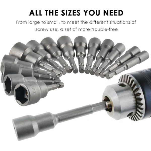 Magnetisk Hex Socket 14Pcs Slagdriver Socket 6-19mm, Magnetisk Hex Socket Nøglesæt Magneti