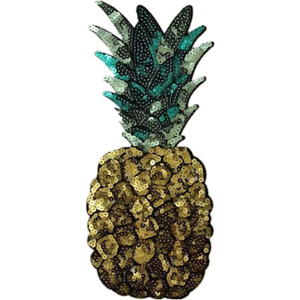 1 pakke store ananas stryge-på patches, frugt pailletter broderet