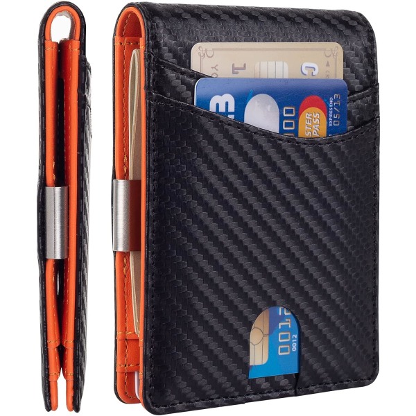 Enkel tunn plånbok för män, Premium läderplånbok med Mone