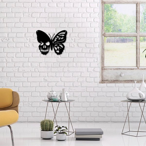 30X25cm Metallveggkunst Sommerfugl Skalle Dekor Vegg Henger Plakater