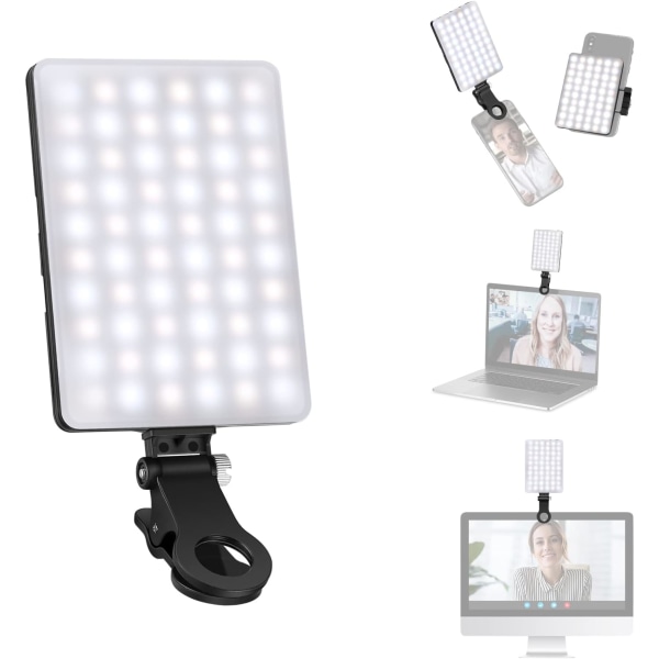 7*10*1,7 cm LED Selfie-telefonlys med klips, 60 høyeffekts-lysdioder,