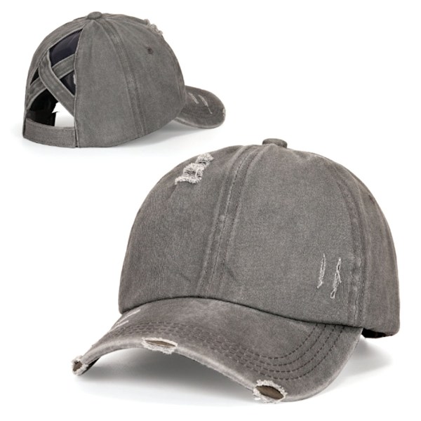 1 stk. sort hestehalehat til kvinder, dame baseball cap med huller