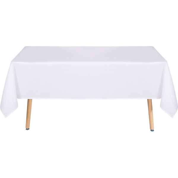 Hvid rektangulær dug, pletbestandig og krølfrit vaskbart polyester 90*90 inches