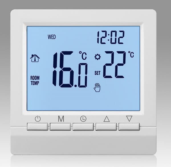 Smart väggtermostat med LCD-display för golvvärme-Blå