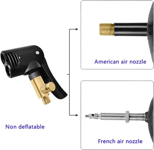 stk., Deflaterbar bilventiladapter, Inflator-dyse, Spak bilventiladapter, Dekkventiladapter, Luftpumpeventiladapter