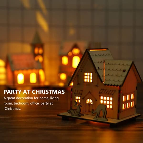 Jul Trä Hus Oavslutade Jul Trä Prydnader med