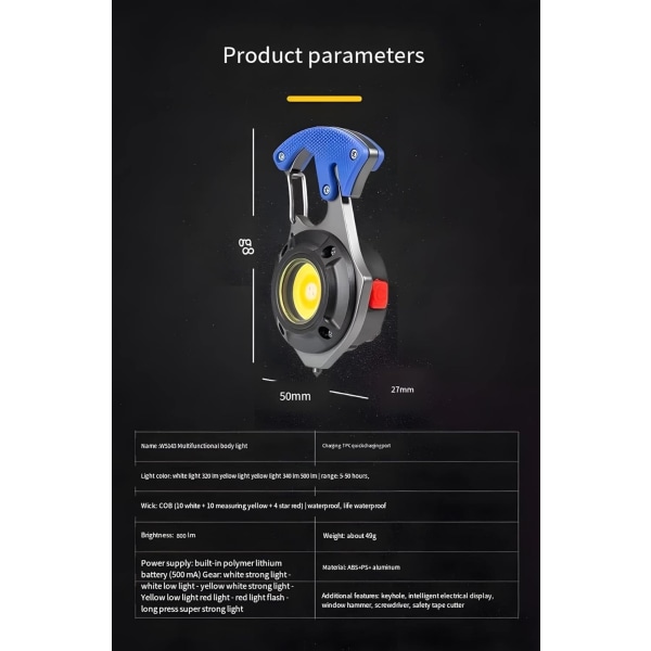 Minilommelygte 1000 Lumen, LED Lommelygte Genopladelig 7 Lystilstande, 500mAh Vandafvisende Lommelygte