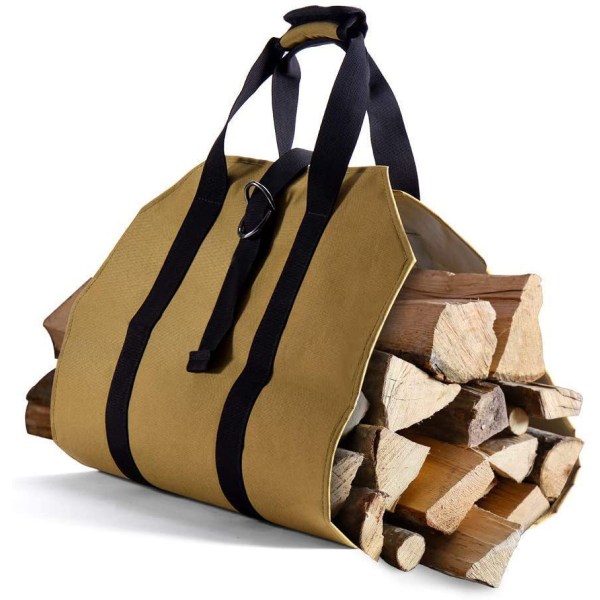 Heavy Duty Canvas Log Carrier Bag, Stor brændepose, Durab