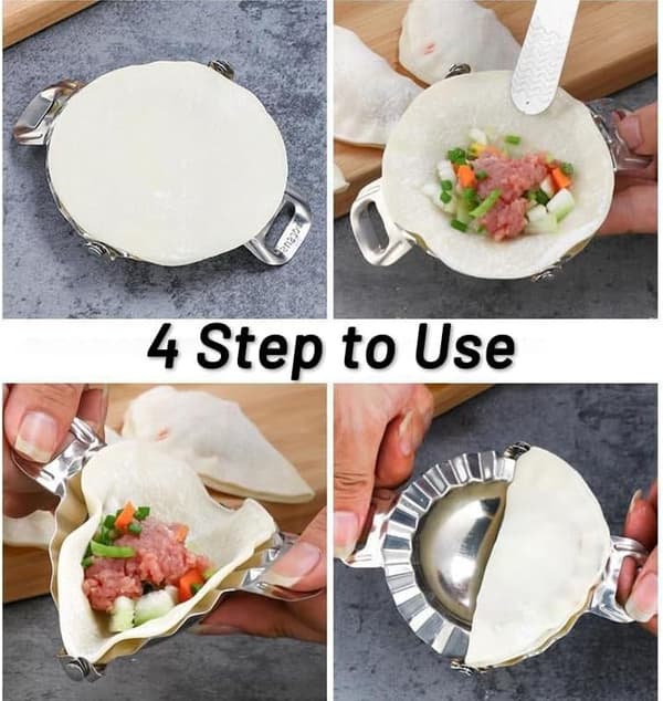 2-pak Dumpling Maker - Dumplingindpakningsmaskine i rustfrit stål - Dejskærer Dumplingform til Dumpling Ravioli