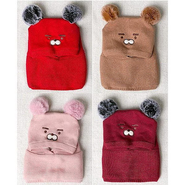 Mössa Halsduk Set Varm Baby Barn Vinter Stickad Mössa Huva Öronlapp