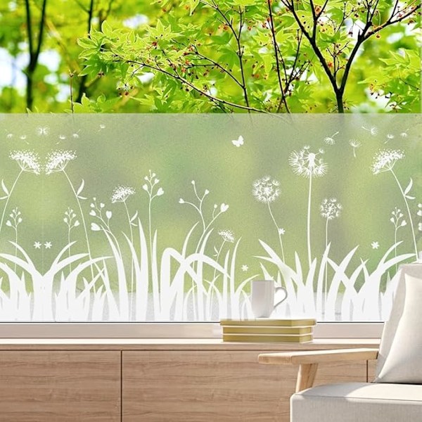 45 × 200 cm Anti-Peep Ikkunakalvo Blackout Ikkunakalvo Voikukka Kuvio Himmeä Läpinäkymätön Hyvä Yksityisyys Anti UV Anti Heat Ei-Liimaa Makuuhuoneeseen Olohuoneeseen