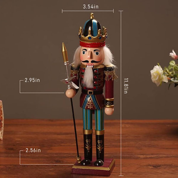 Tränöt, 30 cm hög juldekoration, Nötknäppare soldatfigur, Trä nötknäppare