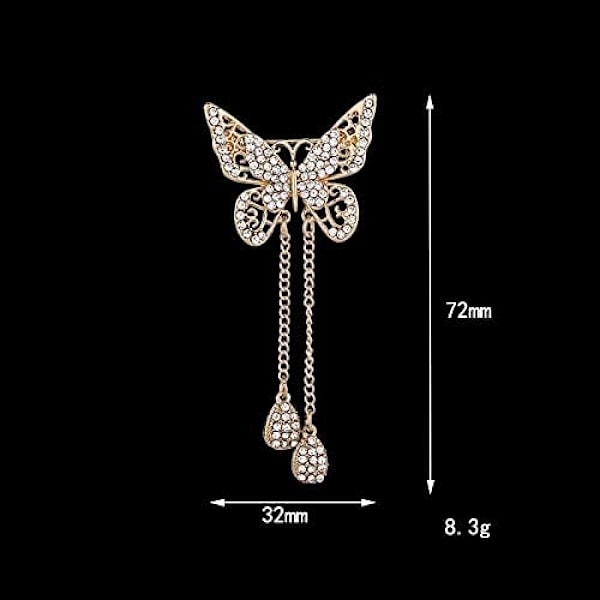 Fjärilsbrosch Rhinestones Kristall Kavajnål Mode Kostym Klänning Sweate Badge Broscher för Wo Gold