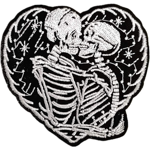 \"Älskar Dig För Alltid\" Skelett Vintage Broderad Patch Stryk på Lapp för Kläder Jackor T-shirt Ryggsäckar...