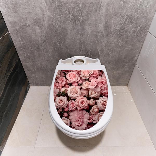 Romanttinen vaaleanpunainen vedenpitävä WC-tarra kylpyhuoneeseen ja WC:hen