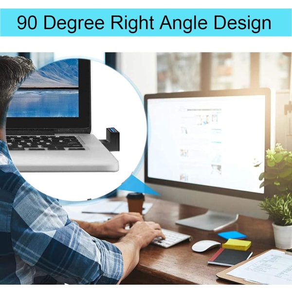 USB 3.0 -kulma-adapteri, 90 asteen kulma-adapteri, naaras USB -liitinjatkoliitin 2 kpl kytkentä, yhteensopiva