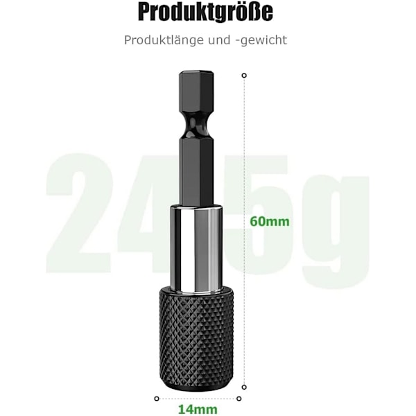 Förpackning 1/4\" Snabbväxlande Magnetisk Bitshållare Magnetisk Bitshållare för Sladdlös Skruvdragare Lämplig för Borr, Skruvdragare, Gängad Skruv, Längd 60mm