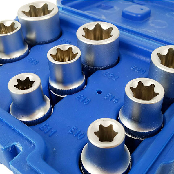 Sininen 9-osainen Torx-hylsyavainsarja