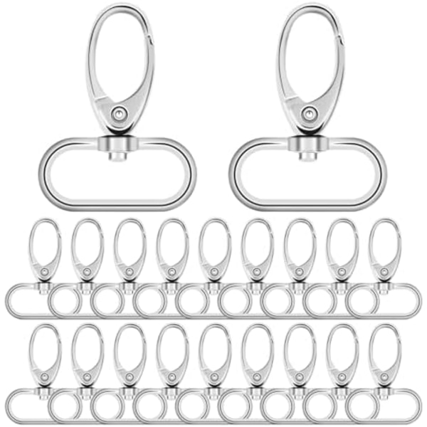 20 stk. Svingbare Spennekroker, Svingbare Spenner, Metall, Hummerspenner, Karabinkroker, Nøkkelringer, Hummerspenner, Sølv, 32 mm