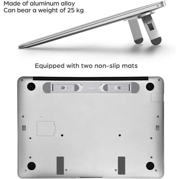 Pakke, Ergonomisk Laptop Bordstativ (Sølv), Laptop Kølepude, Tastaturholder, Kompatibel med 10-15.6 tommer Laptops
