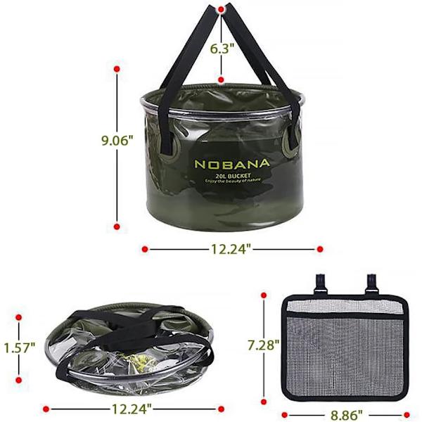 Hopfällbar Hink 20L Bärbar Fällbar Hink med Sidomask