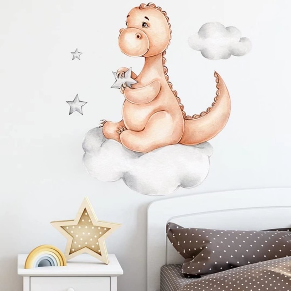 Dinosaur Väggdekaler Dekor DIY Cloud Sticker Väggkonst Vattentät tecknad dekal för vardagsrumssäng