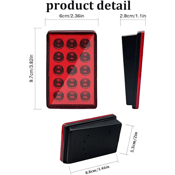 LED Bilbremselys 15LED F1 Style Universal Shell Pilotlys Ca