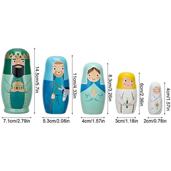 Træ russiske nestingdukker, stable Jesus nestingfigur, fødselsdags- eller julegave