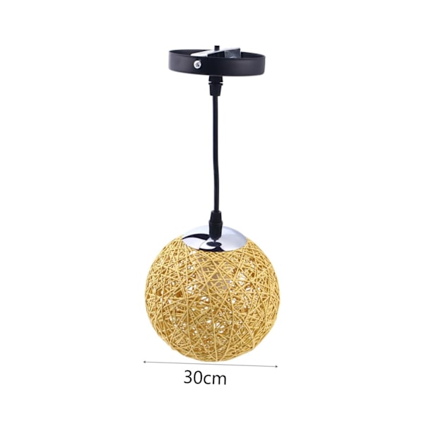 Retro Rund Skygge Rattan Pendel Loftlampe 25cm, Lampe Rattan P