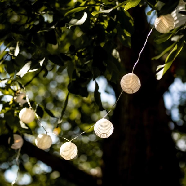 Lampion LED lyskæde dekorativ lampe - Hvidt kraftpapir