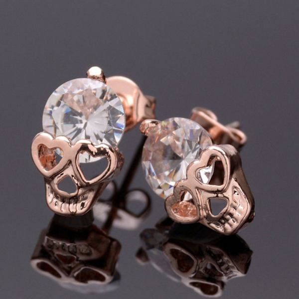 Hodeskalle Studs Kvinders Gothic Cool Statement Skelet Smykker Candy Skull Øreringe