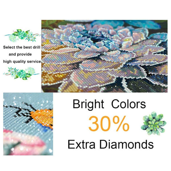 Blå Dröm 30x30 cm 5D DIY Diamantmålning Kit Väggkonst, Ad