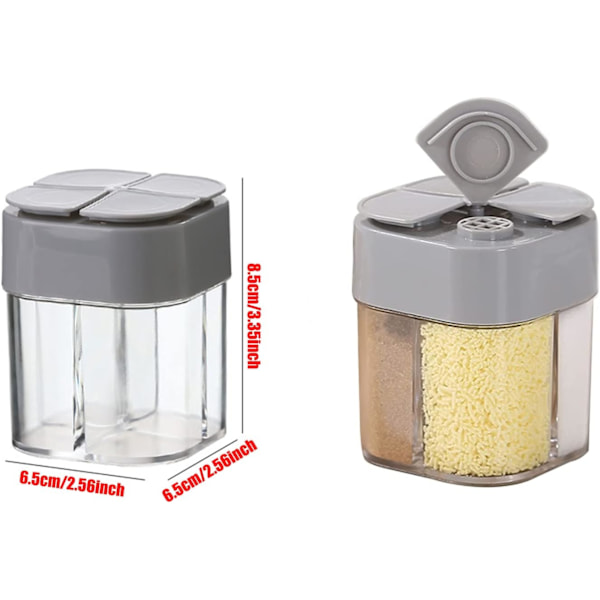 Kryddlåda för kök Transparent Kryddbehållare Kryddburk 4 i 1 Kryddströare Kryddflaska Kryddlåda för Kök Kryddburkar för Peppar Kryddor 2 Styc