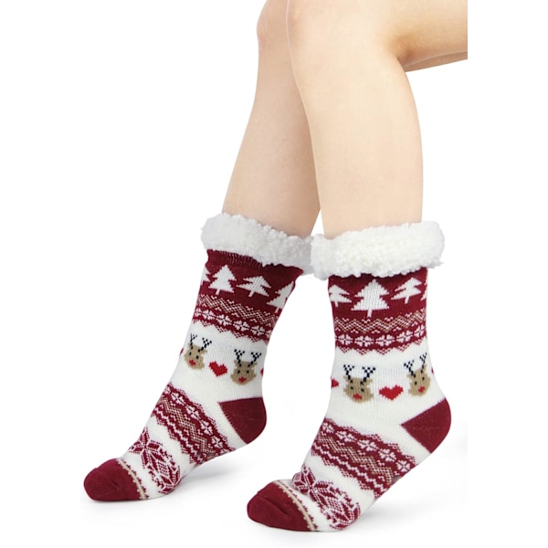 11×39×1cm Tofflor för kvinnor med grepp - Vinter halkfria tjocka luddiga strumpor - Varma mysiga julklappar