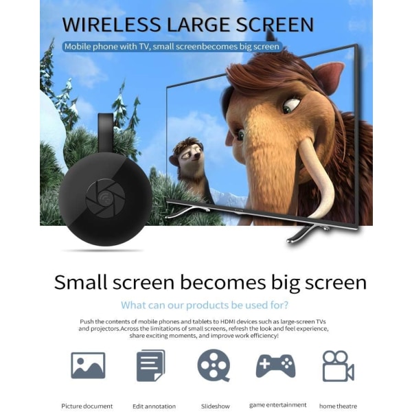 HDMI Streaming Stick Skærm, Adapter, Trådløs, 1080P, WiFi Dongle, Modtager til TV Android iOS Vind