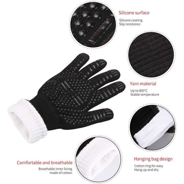 Heat Glove, Oven Glove Comes with Silicone Pad, BBQ Gloves,