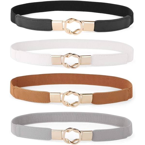 Set med 4 Tunna Damkorsband för Klänningar Retro Stretch Dammidjeband