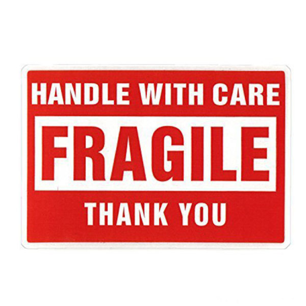 2 x 3 tum Fragile Stickers Hantera med försiktighet Varning Packagi