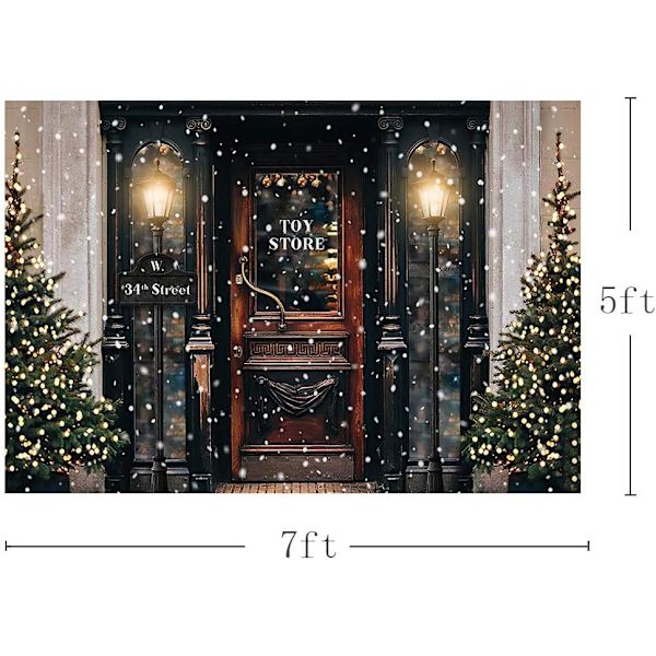 1 stk 7x5ft Retro Julelegetøjshistorie Gadefotografering Baggrund Vinter Snefnug Juletræ Børneportræt Baggrund