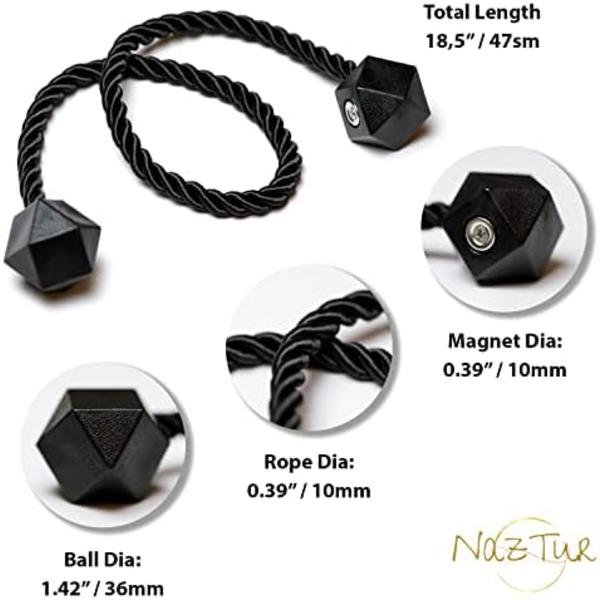 Magnetiske Gardinholdere - Opgraderet 2022 med Tykkere Twisted Rope & Stærke Magneter - Vinduebehandling Holdere