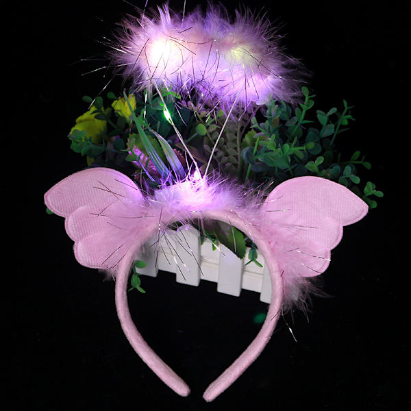 4 st ljusa ängel gloria pannband LED fjäder ängel hår ring ängel kostym accessoarer för hall
