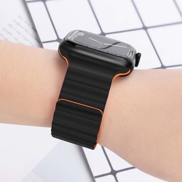Noir Orange Kompatibel avec Armband Apple Watch 41mm 40mm 38mm