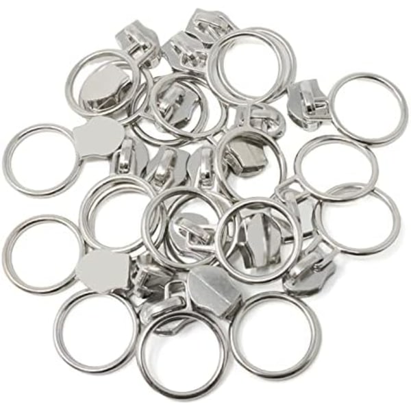 20 st. Zinklegering #5 Silver Ring Stjärnformad Dragkedja Huvud Mode Spiral Dragkedja Dragare Metall Dragkedja Glidare för Väskor Handväskor Väska