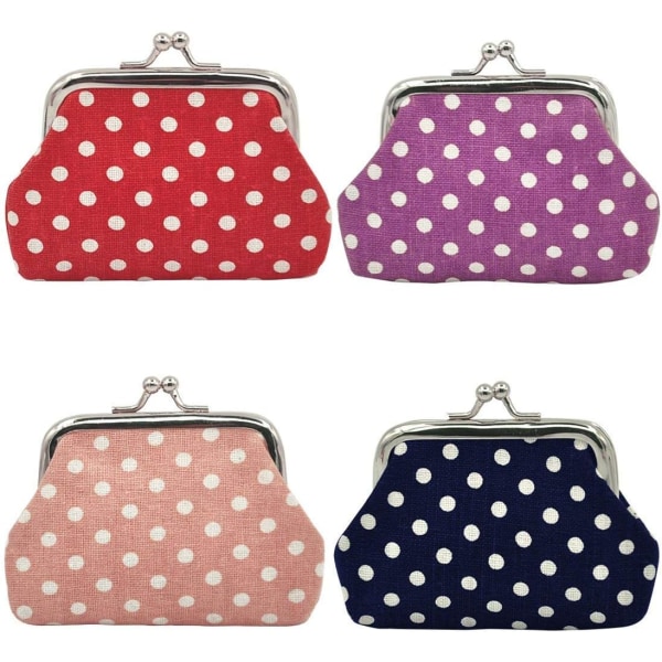 4 stk Polka Dot Myntpung Veske Mini Myntpung for Kvinner Jenter 3,5\" B x 2,8\" H