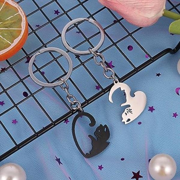 Par Keychain, Hjerteformet Katteelsker Nøglering Venskab