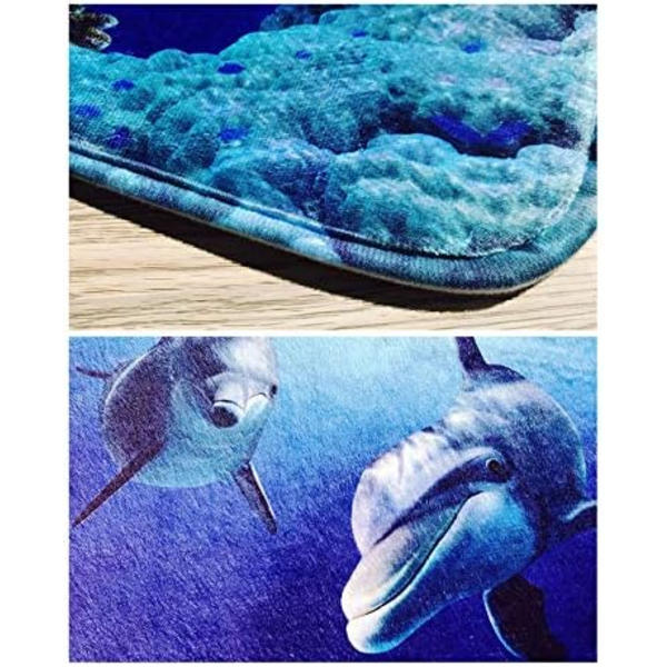 4 stk. 180X180Cm Delfin Trykt Bruseforhæng Bademåttesæt Til
