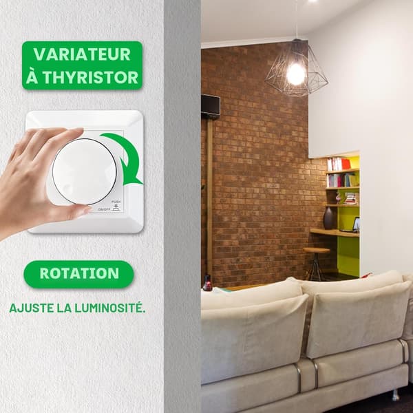 220V LED-dimmerbryter, 5-400W roterende innfelt dimbar LED-dimmerbryter for monokrome LED-lamper