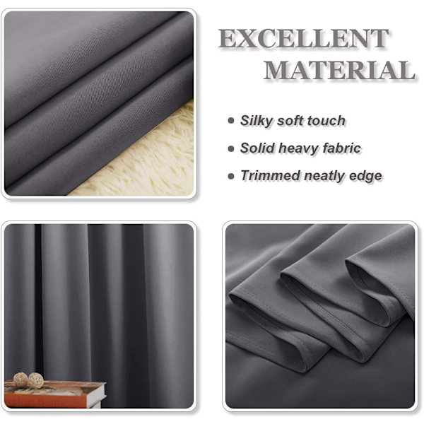 Makuuhuoneen verhot - 42 x 63 tuuman verhot olohuoneeseen ja lastenhuoneeseen Gray